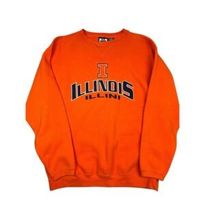 VINTAGE Illinois Fighting Illini Sweatshirt Mens Size Large‎ Orange Crewneck 90s
